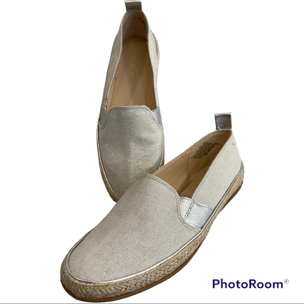 Nine West burlap canvas boat shoes